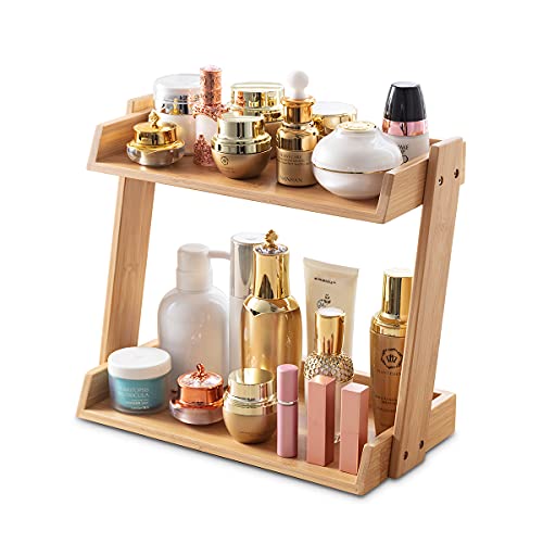Organizer Vanity Dresser Bathroom Counter Organizer for Skincare Perfume Beauty Cosmetic, Bamboo
