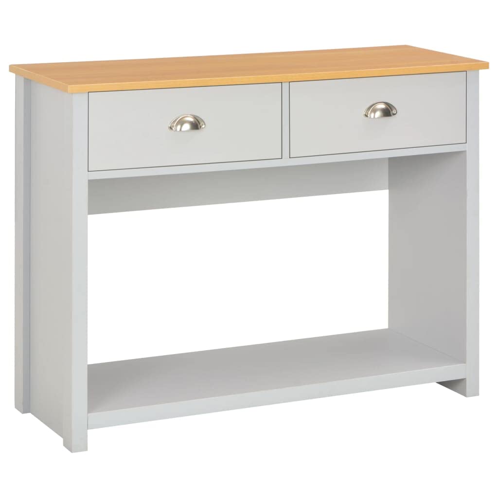 Mesa Consola Gris Mesa Consola Clásica de Madera con Cajones y Estante para Decoración 97x35x76 cm