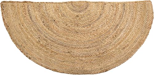 Tapete de yute natural semicircular hecho a mano 18x36 pulgadas miniatura 4