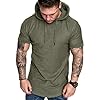 Remxi Mens Short Sleeve Shirts Athletic Hoodies T Shirt Solid Color Sport Sweatshirts For Men Green 3XL #2