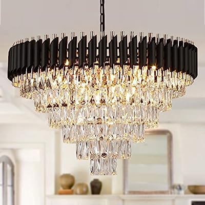 Image of Black Mamba | Crystal Chandelier Lights | Modern Chandelier Light Fixture for Hallway, Living Room, Hotel & Entryways (800 mm Round)