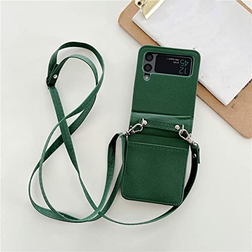 Étui en cuir pour Samsung Z Flip 3 protection antichoc avec fente carte et lanière