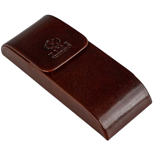 Time Resistance Leather Glasses Case - Hard Shell Leather Glasses Case Eyewear Holder