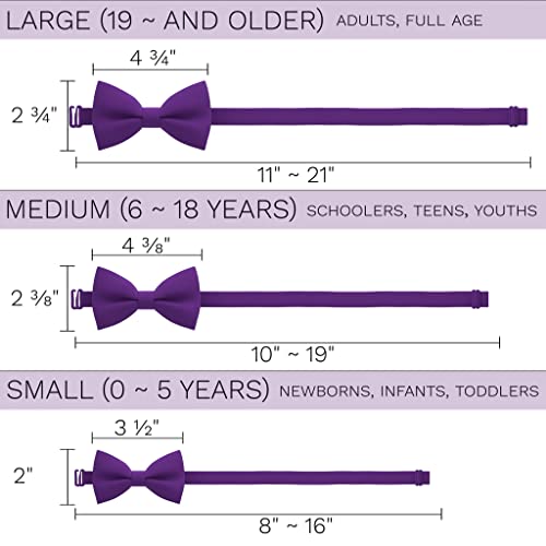 Image of Bow Tie House Boys Classic Pre-Tied Bow Tie Formal Solid Tuxedo (Medium, Violet)
