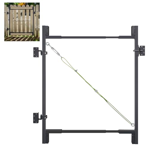 Steel Frame DIY Building Gate Kit Adjustable 36-72 Wide for 4-5ft High Fences Fence Gate Kit Fits 1x4 & 2x4 Wood Powder Coated