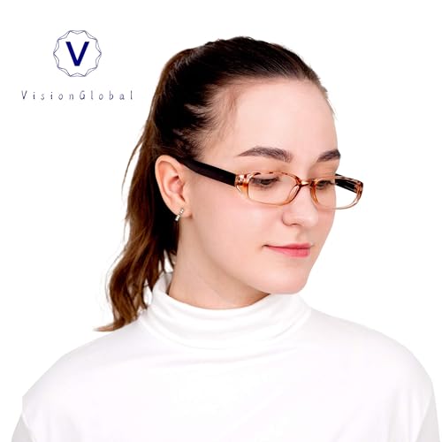 Image of VisionGlobal 1 Pairs /4 Pairs Reading Glasses with Spring Hinge, Blue Light Blocking Glasses for Women /Men