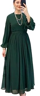 دريس نسائي من الشيفون الاخضر ببطانة