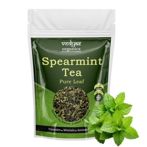 Vedyaz Organic Pure Spearmint Herbal Tea Leaves-50 gm - 100% Natural, Rich in antioxidants for PCOD/PCOS, Hormonal imbalance, unwanted facial hair, Acne and Immunity Boosting