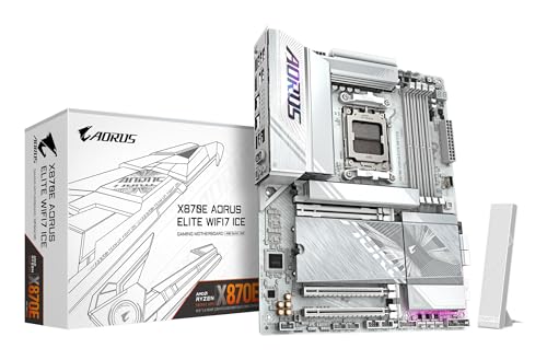 GIGABYTE X870E AORUS Elite WIFI7 Ice Mainboard – Unterstützt AMD Ryzen 9000 Prozessoren,...