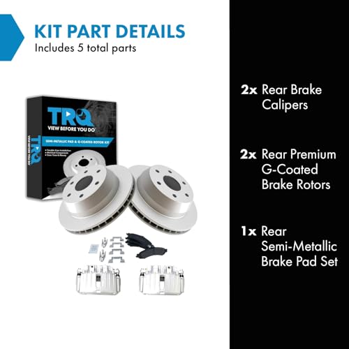 Image of TRQ Rear Brake Pad & Rotor Kit Compatible with 02-06 Cadillac 00-06 Chevrolet GMC