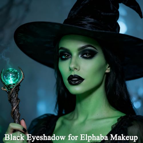 MEICOLY Black Single Eyeshadow for Elphaba Makeup,Pressed Powder Matte Eye shadow,Ash Eye Black Special Effects Powder,Opaque Vegan Cruelty Free Eyeshadow for Halloween Goth Gothic Skull Makeup