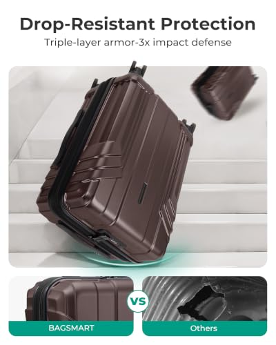 Image of BAGSMART Expandable Carry On Luggage 22x14x9 Airline Approved, Coffee Brown | Spinner Wheels, TSA Lock, Lightweight Hard Shell, Suitcase,22x14x9 Airline Approved,