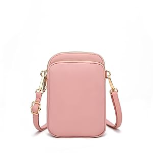 Casecret Mini Tasche Damen Handy Schultertasche Kleine Handytasche zum Umhängen mit Geldbörse Umhängetasche Brieftasche Kartentasche Crossbody Bag für iPhone 14 13 11 Samsung Xiaomi Bis zu 7" Rosa