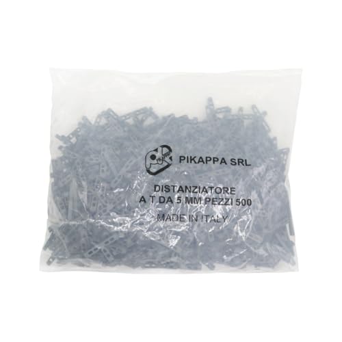 Pikappa 659 Espaciador en 'T' de 5 mm para azulejos y revestimientos, color gris, bolsa de 500 unidades