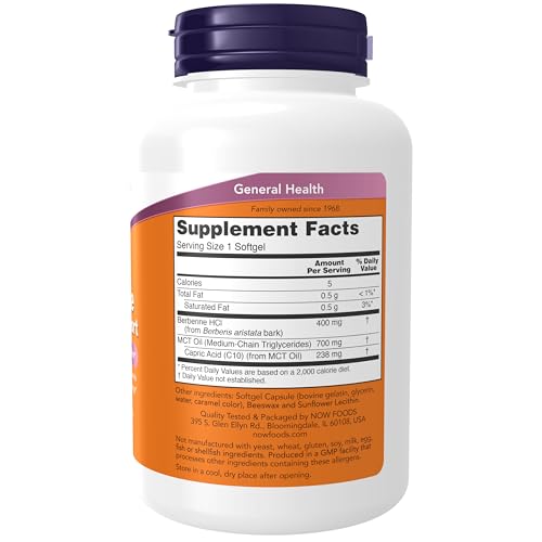 NOW Foods Supplements, Berberine Glucose Support, Combined with MCT Oil for Optimal Berberine Absorption, 90 Softgels - Image 3