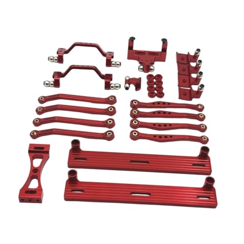 Garende 1/16 RC Upgrade Kit Steering Servo Crossbeam Metal Shock Mount Set for C64 Trucks, red