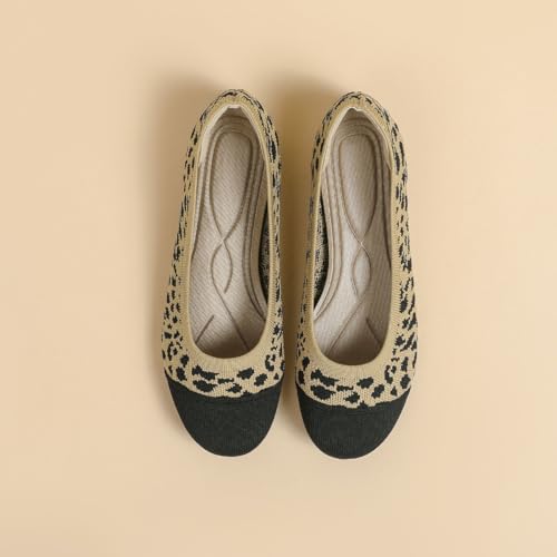 Women's Ballet Flat Shoes Casual Strap Knit Flats Round Toe Wedding Flats,Y6 5