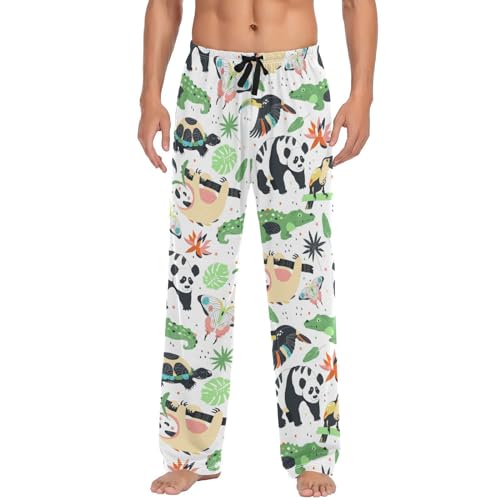 Cute Sloth Turtle Panda Pajama Pants Zoo Animals Men's Pajama Bottoms Lounge Sleepwear PJs Casual Sleep Pants XL