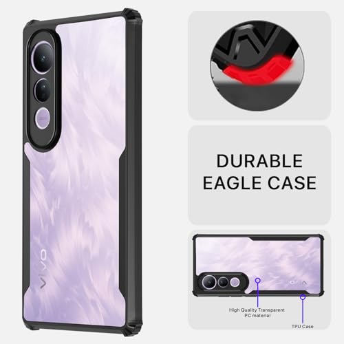 Image of Pikkme Back Cover for Vivo V50 Lite 4G | Ultra Hyrbid | Full Camera Protection | Raised Edge |Crystal Clear Transparent Bumper Case (Black)