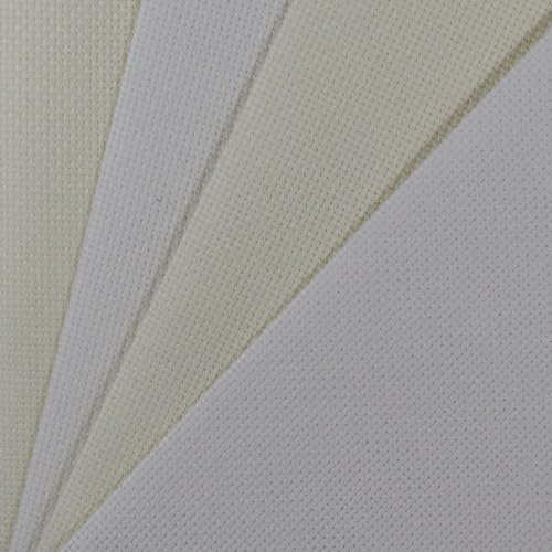 Image of KCS 4 /6 pc of 12 inch x 18 inch 30cmx45cm 16CT Counted Cotton Aida Cloth Cross Stitch Fabric (White+Antique White, 4 pc)