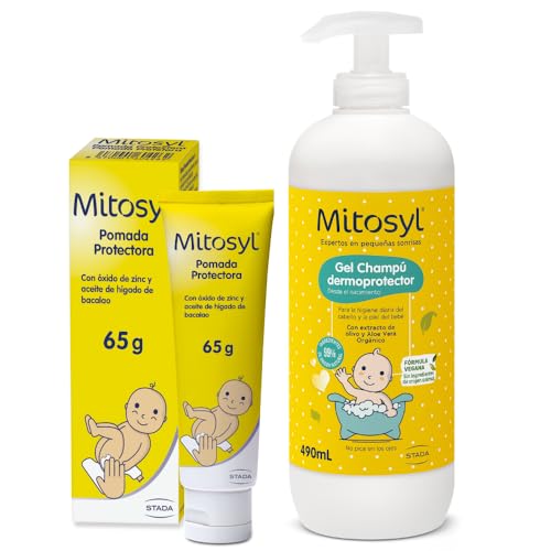 Mitosyl – Pack Crema de Pañal y Champú para bebé - Crema de pañal protectora 65 gr - Previene y trata las irritaciones de la piel del bebé + Mitosyl Gel Champú para bebé y piel sensible 400 ml