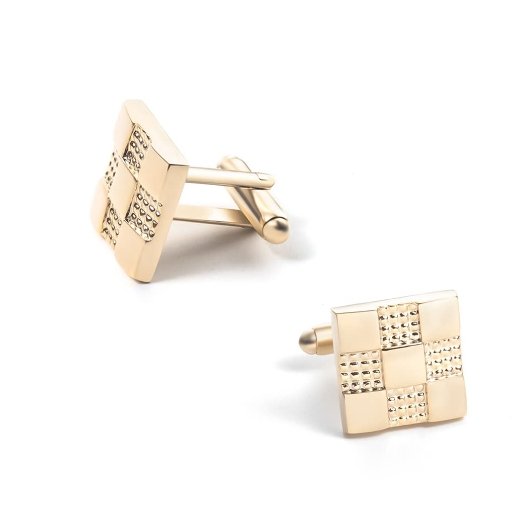 Gemelli con fermacravatta in Oro galvanizzato, da Uomo, Stile Francese, Casual, da Lavoro, con Fermaglio per Colletto (D Come Mostrato)
