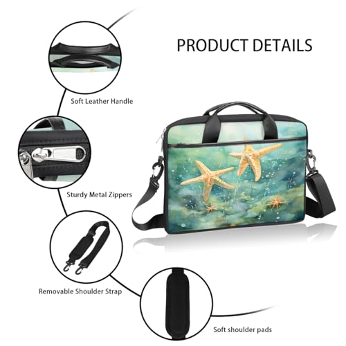 Bolsa para portátil acuarela estrella de mar 15 pulgadas miniatura 4