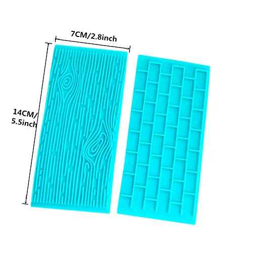 6 Pcs Fondant Impression Mat Embossed Icing Moulds Plastic Embossed Icing Moulds Kits Stone Wall Bark City Wall Sun Flower Impression Mold Fondant Cake for Cake Edging Cupcakes and Biscuits