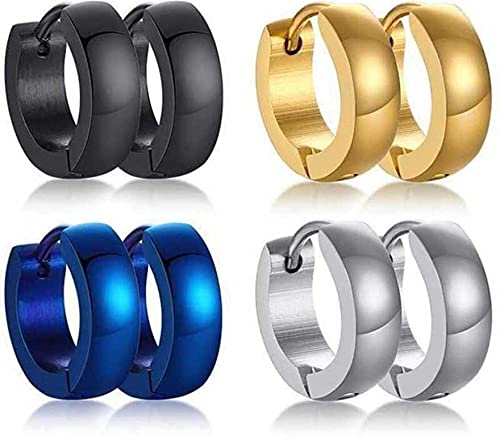 MEENAZ Stainless Steel Blue Black Silver Gold Magnetic Clip on Piercing Hoop Bali Stud Earrings Combo pack set Earing Pierced Ear rings for men boys boyfriend girls Women MENS EARRINGS COMBO M63