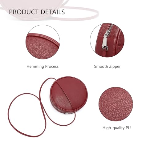 Image of Circle Crossbody Bag for Women NYLON Circle Purse with Zipper Adjustable Knot Shoulder Straps
