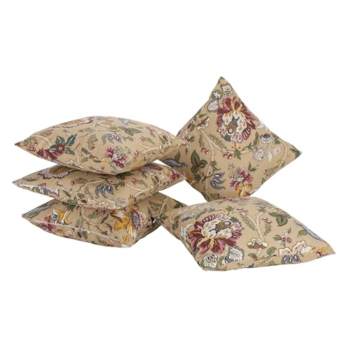 Image of Clasiko Cotton Cushion Covers Set of 5; 24x24 Inches; Floral Fushion
