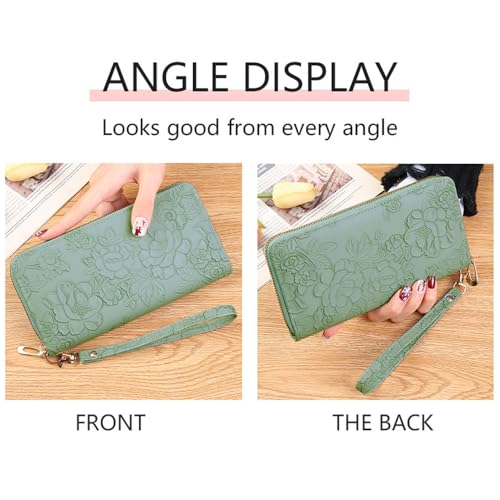 Long Clutch Women's Wallet with Sculpted Zipper Multifunctional Coin Purse - Green4