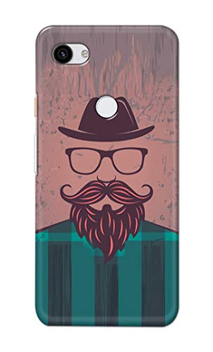 Image of PRINTFIDAA Man Icon with Beard Shirt Hipster Printed Designer Hard Case for Google Pixel 3A, G020A, G020E, G020B Back Cover -(e) RPM1001