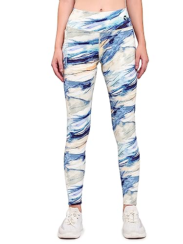 Image of TECHNOSPORT Womens Skinny Fit Activewear Tights for Running, Gym, Sports and Regular Use, Antimicrobial and Printed