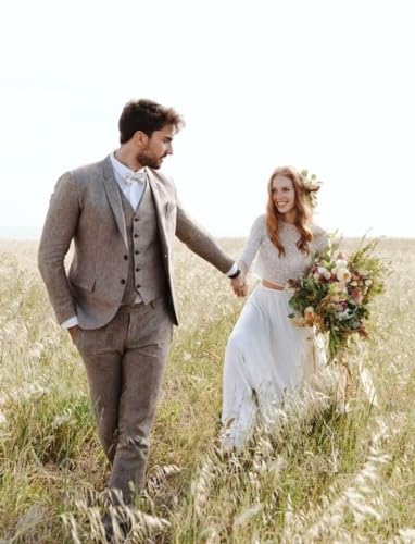 Mens Linen Suit 3 Piece Beach Wedding Casual Formal Summer Suits for Groomsmen Blazer Vest Pants Linen Tuxedo3