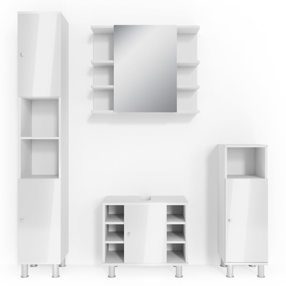 Vicco Conjunto de Muebles de baño Fynn, Blanco Alto Brillo 60 cm
