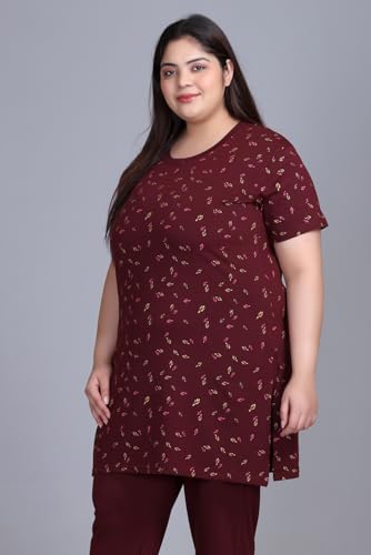 Image of RYSH Women's All-Over Printed Cotton Plus Size Longline T-Shirt with Pockets