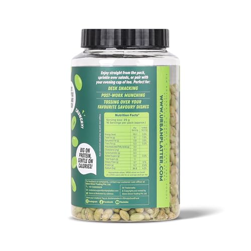Image of Urban Platter Roasted Salted Edamame, 400g (46% Protein, 14% Fiber, Lightly Salted Young Green Soybeans, Highest Plant Protein Supersnack)