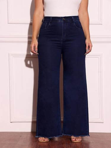Image of Miss Chase A+ Women's High Rise Regular-Length Stretchable Denim Wide-Leg Shaping Jeans