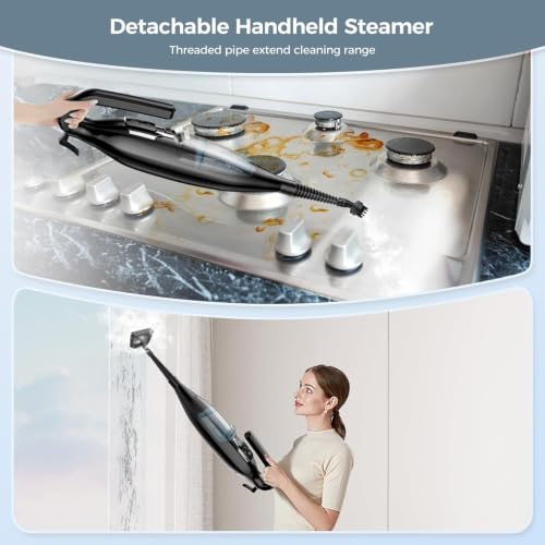 Image of Steam Mop, 12-in-1 Powerful Handheld Steam Cleaner Detachable Steam Mops for Floor Cleaning, 565ML Removable Tank, 23FT Power Cable, MultiPurpose Steamer for Hardwood, Tile, Grout, Furniture