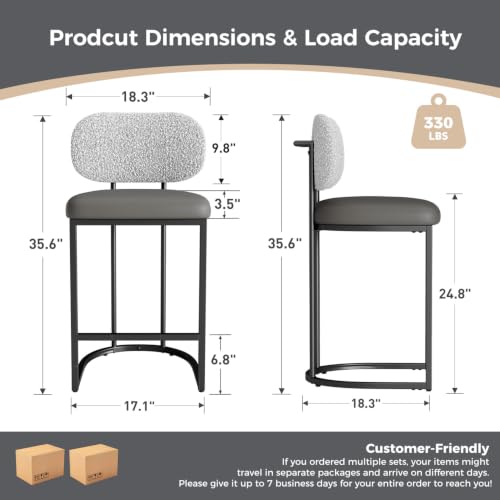 Butacos de altura para barra GREEN PARTY, juego de 4, color gris, asiento de cuero sintético, patas metálicas doradas, capacidad de 136 kg, altura de asiento 63 cm miniatura 2