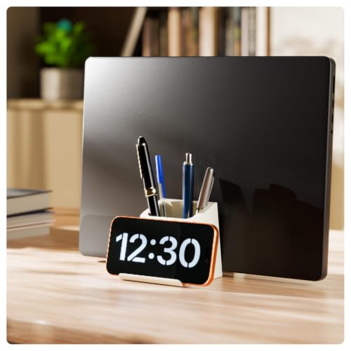 Image of eo 3-in-1 Pen Stand for Table, Phone & Vertical Laptop Holder EZ Desk Beige | Retractable laptop dock, phone stand and deep stationery storage in one compact, stable desk organiser for office or study