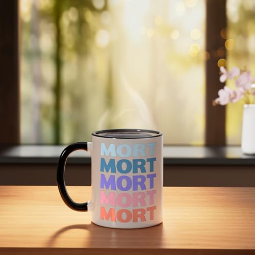 Taza de cerámica moderna diseño texto Mort negro/blanco miniatura 3