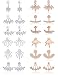 Tornito 6-12 Pairs Lotus Flower Earring Studs Chic CZ Earrings Jackets For Women Silver Rose Gold Tone