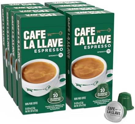 Café La Llave Espresso Aluminum Capsules, Dark Roast, 80ct