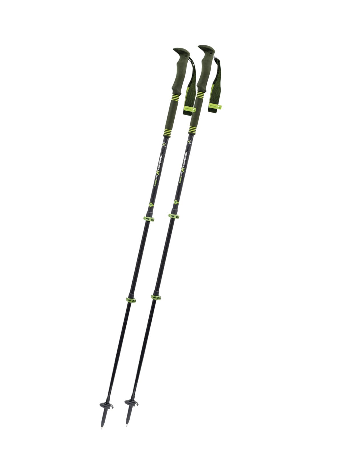 Komperdell Carbon Pro Zero - Bastón de senderismo (67 cm, longitud 150-140 cm, ajustable, 105-140 cm), color verde