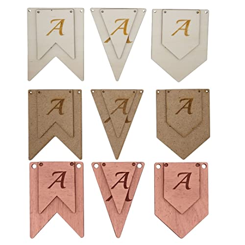 Fanion en bois personnalisable guirlande et bannière réutilisable fête d'anniversaire décoration chambre enfant mariage et évènement (Okoumé, 8,5) Cover