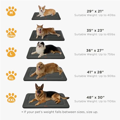 Joydeco Hundematte 89x58cm - Reversibles waschbares Hundebett mit weichem Fleece, Flache Unterlage für Hundebox & Käfig - Für große, mittelgroße & kleine Hunde- Dunkelgrau