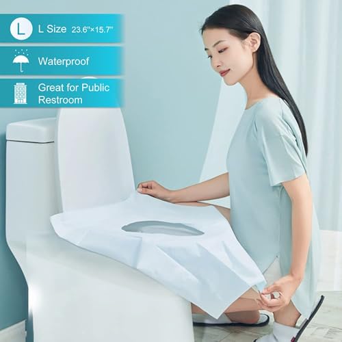 غطاء مقعد المرحاض للاستعمال مرة واحدة للسفر، عبوة فردية من 30 قطعة، أغطية مقاعد المرحاض مقاومة للماء والانزلاق للأطفال والحوامل، 40×60 سم، بساط مرحاض للحمام العام/الطائرة/الهواء الطلق من 0TO1 تيك
