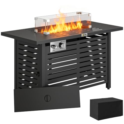 Image of Outsunny Propane Gas Fire Pit Table Outdoor Firepit 43" Steel Tabletop